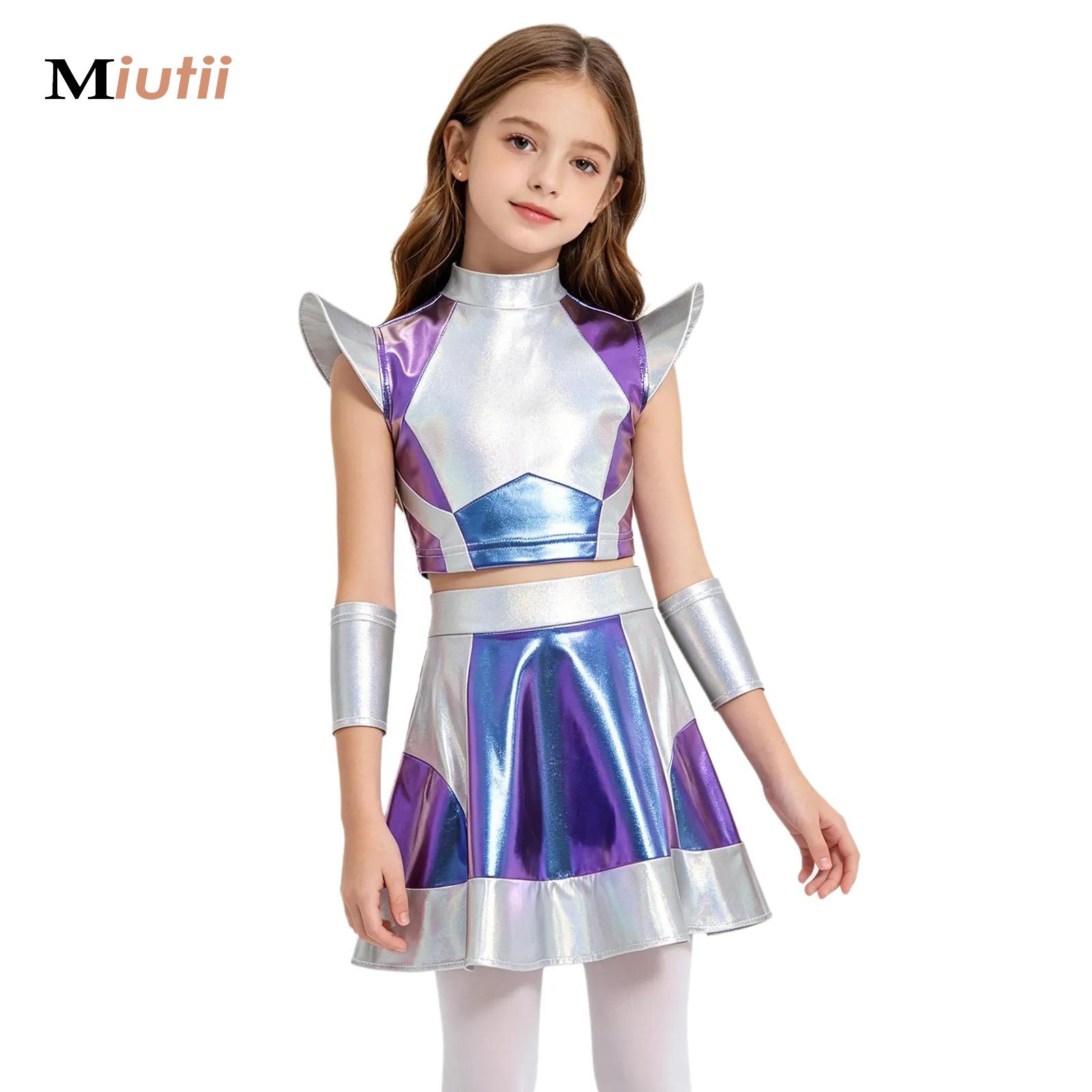 Robot Kit - Kostum Astronot Perak untuk Anak Perempuan,
